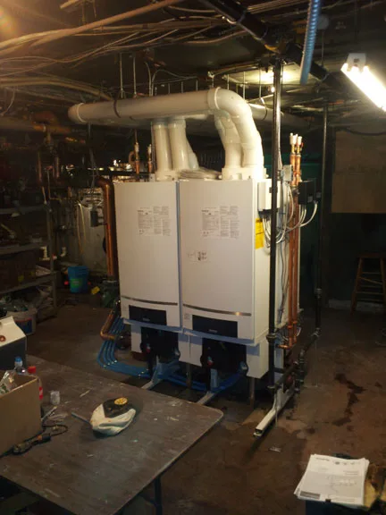 Viessmann gas heating system with twin boilers